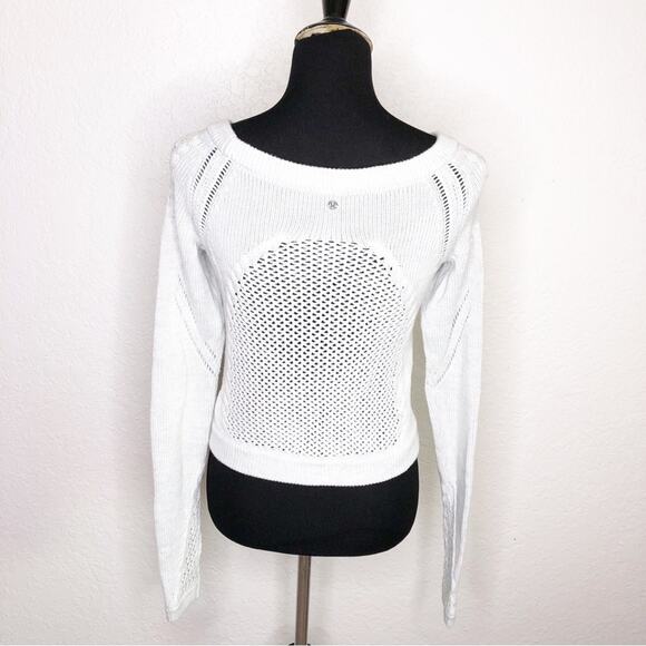 Lululemon Be Present blue white mixed open knit cropped sweater - Picture 15 of 16